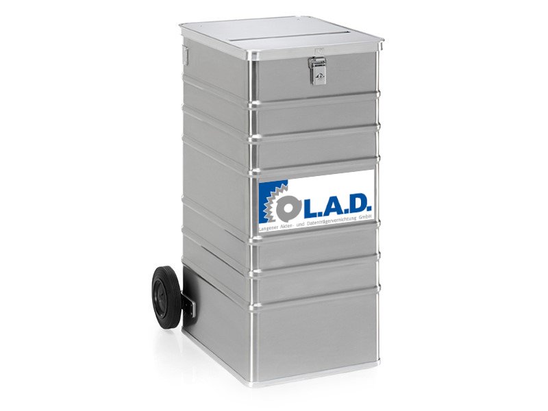 Silberner 240 Liter Alu Sicherheitsbehälter für Aktenvernichtung