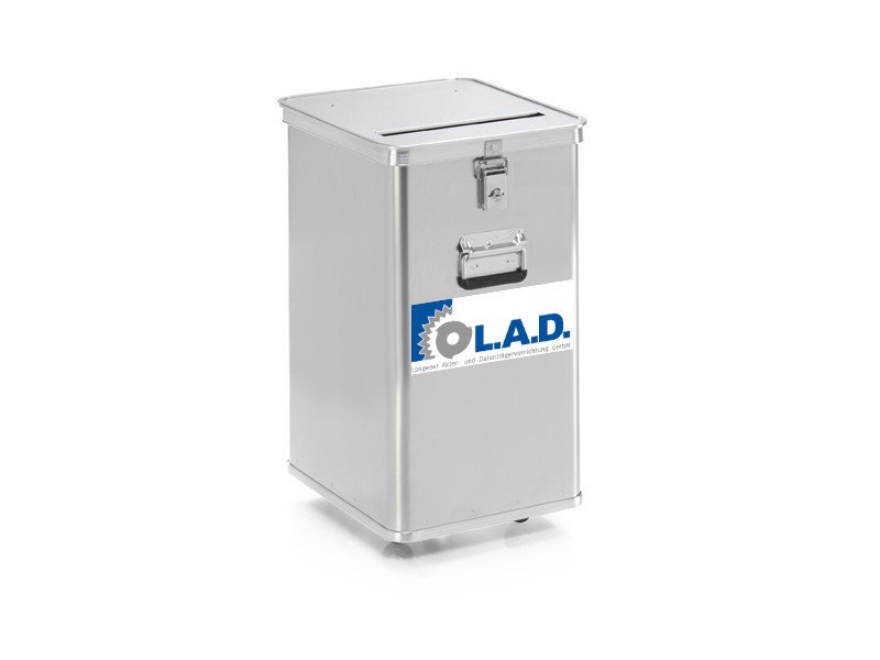 Silberner 80 Liter Alu Sicherheitsbehälter für Aktenvernichtung