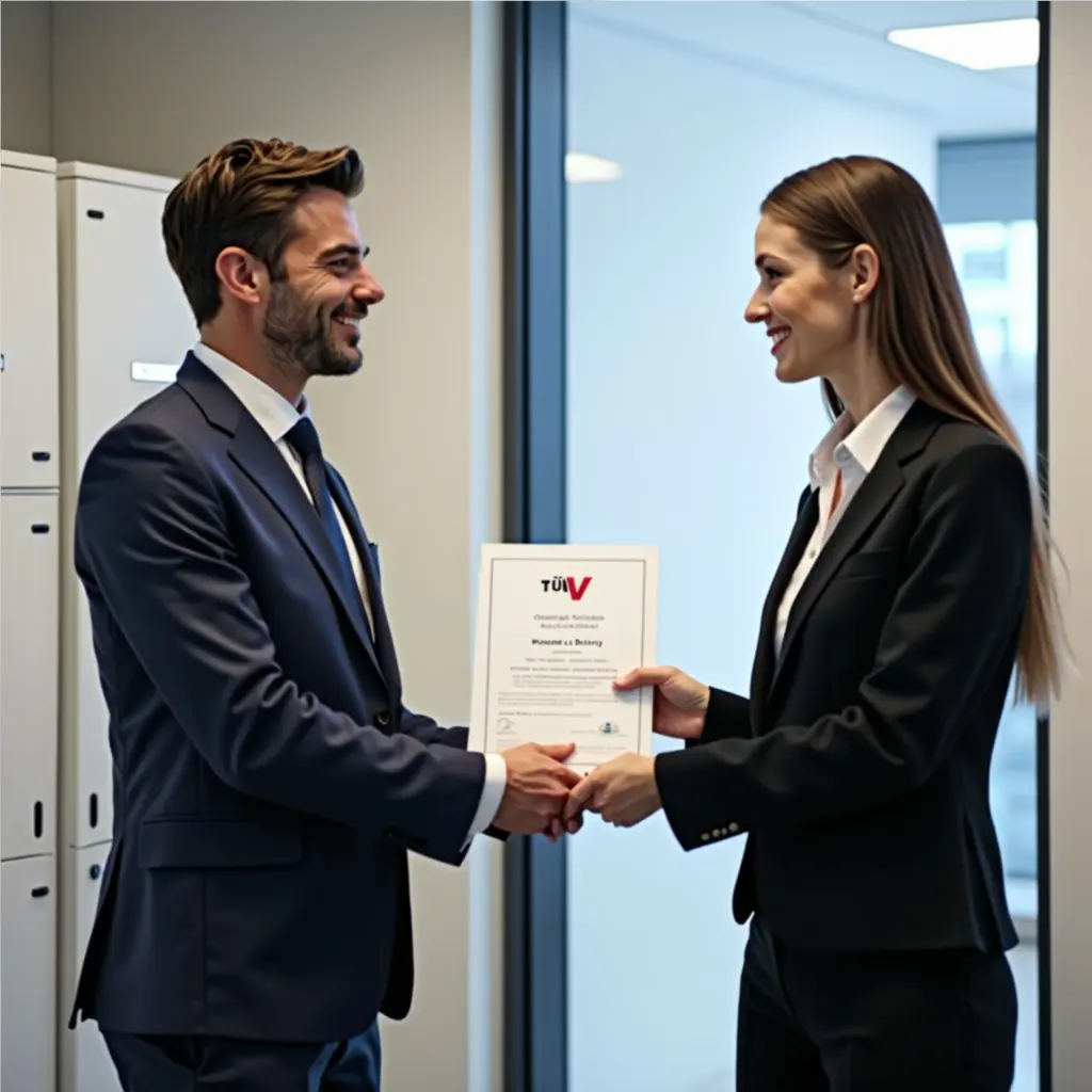 TÜV überreicht der L.A.D GmbH Langen ein Zertifikat