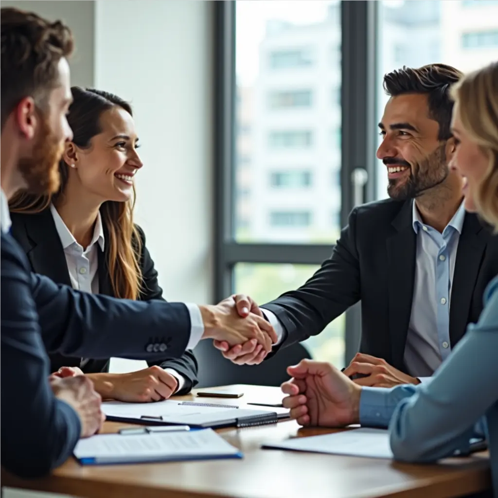 Direkter Kundenkontakt bei dem sich zwei Männer die Hand schütteln
